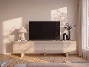 Vente-unique Tv-meubel met 2 deuren van mdf - 180 cm - Beige - LUDIMA