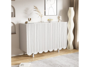 Merax Dressoir met 4 geprofileerde deuren - 120 x 37,5 x 80,8 cm - Spaanplaat - Traanvorm - Wit