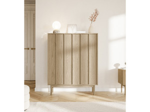 SELSEY Hoge ladekast met twee deuren - 100 cm - geolied eikenhoutkleur - NEKSTO