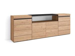 Skraut Home Cómoda, 214x35x75cm, Para quarto, dormitório, Camiseiro, Carvalho