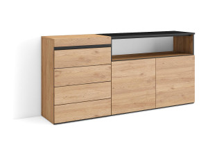 Skraut Home Ladekast, Commode, 135x57x75cm, Voor slaapkamer, kamer, Met opbergruimte, Eiken