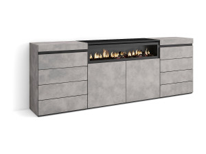 Skraut Home Ladekast, Commode, 214x35x75cm, Voor slaapkamer, kamer, Elektrische haard, Cement
