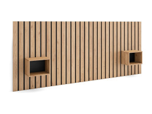 Skraut Home Hoofdeinde, Nachtkastjes, 258x107x3cm, Bed van 150,160,180cm, Lamellenwand, Eiken