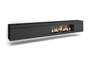 Skraut Home TV-Meubel, Lowboard, 288x35x45cm, Groot formaat TV, Elektrische haard XXL, Hangend, Zwart