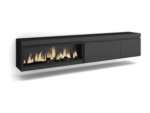 Skraut Home TV-Meubel, Lowboard, 237x35x45cm, Groot formaat TV, Elektrische haard XXL, Hangend, Zwart