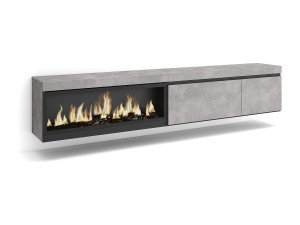 Skraut Home TV-Meubel, Lowboard, 237x35x45cm, Groot formaat TV, Elektrische haard XXL, Hangend, Cement