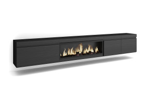 Skraut Home TV-Meubel, Lowboard, 288x35x45cm, Groot formaat TV, Elektrische haard XXL, Hangend, Zwart
