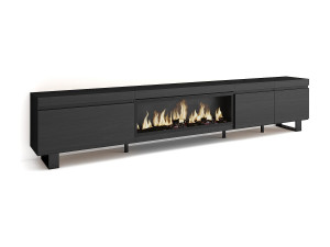 Skraut Home TV-Meubel, Lowboard, 288x35x57cm, Groot formaat TV, Elektrische haard XXL, Industrieel design, Zwart