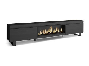 Skraut Home TV-Meubel, Lowboard, 267x35x57cm, Groot formaat TV, Elektrische haard XXL, Industrieel design, Zwart