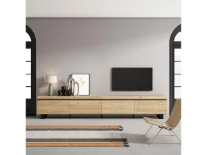 Skraut Home Móvel de TV, 320x35x57cm, TV de grande formato, Design industrial, Carvalho