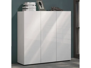 Dmora Sapateira Ddickman, Sapateira, Armário de entrada multiuso, Armário de calçado, Made in Italy, 120x34h115 cm, Branco brilhante