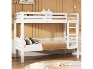 Merax Deelbare stapelbedden 2 x 90 x 200 cm met ladder - grenenhout - kleur wit