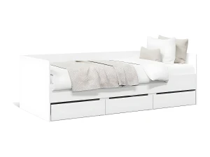 Clicnbuy Tumbona con cajones madera de ingeniería blanco 90x190 cm
