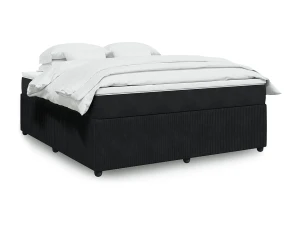 Clicnbuy Cama box spring con colchón terciopelo negro 180x200 cm