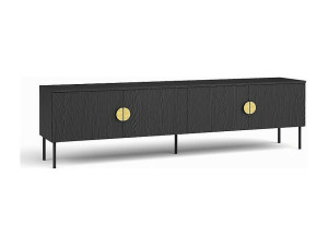 Meublorama Meubel TV 4 Deuren - Zwart met Gouden Handvatten - 200 CM - Collectie MONDO