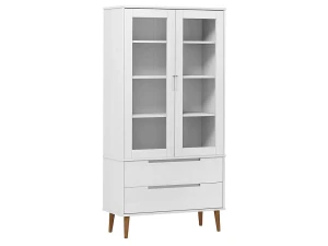 vidaxl Mueble vitrina MOLDE madera maciza de pino blanco 90x35x175 cm