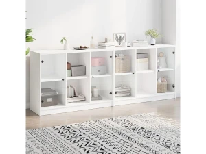 vidaxl Estantería con puertas madera de ingeniería negro 204x37x75 cm