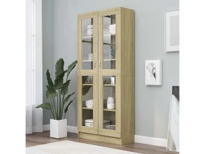 vidaxl Vitrina de madera de ingeniería roble Sonoma 82,5x30,5x185 cm