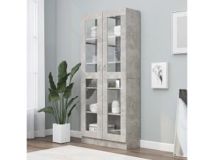 vidaxl Vitrina de madera de ingeniería gris hormigón 82,5x30,5x185cm