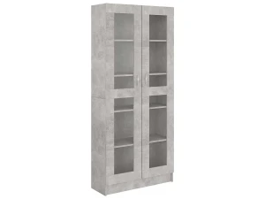 vidaxl Vitrina de madera de ingeniería gris hormigón 82,5x30,5x185cm