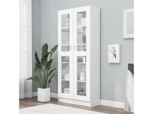 vidaxl Vitrina de madera contrachapada blanco 82,5x30,5x185 cm
