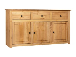 vidaxl Aparador de madera maciza de pino estilo Panamá 135x40x80 cm