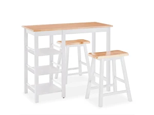 vidaxl Conjunto de mesa alta de cocina 3 piezas MDF blanco