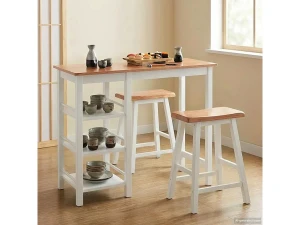 vidaxl Conjunto de mesa alta de cocina 3 piezas MDF blanco
