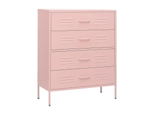 vidaxl Armario de cajones de acero rosa 80x35x101,5 cm