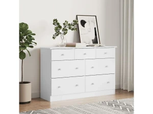 vidaxl Cómoda cajonera ALTA madera maciza pino blanco 112x35x73 cm