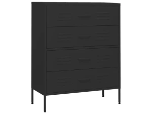 vidaxl Armario de cajones de acero negro 80x35x101,5 cm