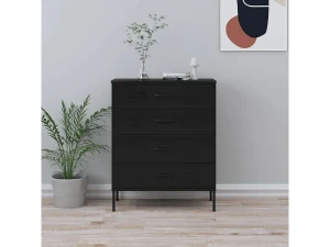 vidaxl Armario de cajones de acero negro 80x35x101,5 cm