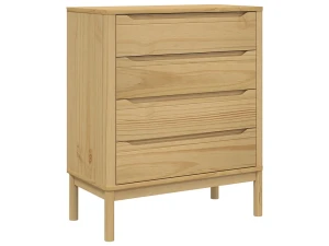 vidaxl Cómoda cajonera FLORO madera maciza de pino marrón cera