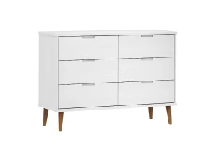 vidaxl Mesita de noche MOLDE madera maciza de pino blanca 113x40x80 cm