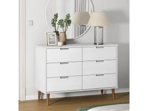 vidaxl Mesita de noche MOLDE madera maciza de pino blanca 113x40x80 cm
