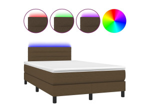 vidaxl Boxspring met matras en LED stof donkerbruin 120x190 cm