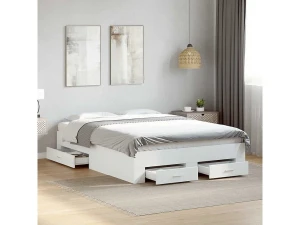 vidaxl Cama con cajones madera de ingeniería blanco 120x200 cm