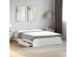 vidaxl Cama con cajones madera de ingeniería blanco 120x200 cm