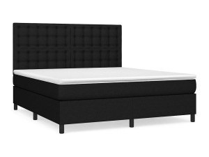vidaxl Boxspring met matras stof zwart 180x200 cm