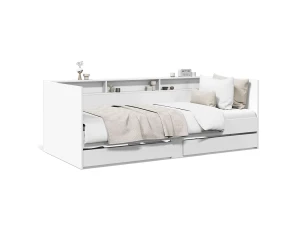 vidaxl Sofá-cama com gavetas sem colchão 90x200 cm branco