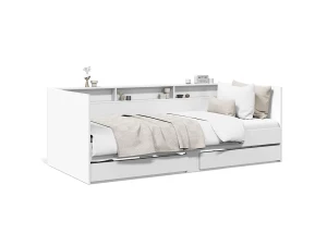 vidaxl Sofá-cama com gavetas sem colchão 90x200 cm branco