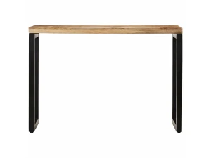 vidaxl Mesa consola madera maciza de mango rugosa 110x35x76 cm