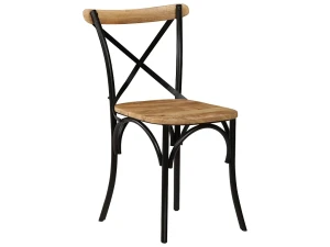 vidaxl Sillas con respaldo cruzado 4 uds madera maciza de mango negro