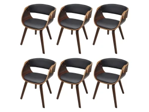 vidaxl Cadeiras de jantar 6 pcs couro artificial castanho