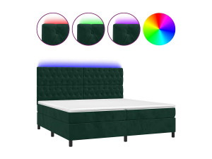 vidaxl Boxspring met matras en LED fluweel donkergroen 200x200 cm
