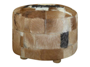 vidaxl Poef rond 50x50x45 cm geitenleer