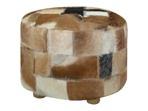 vidaxl Puf redondo de piel de cabra 50x50x45 cm