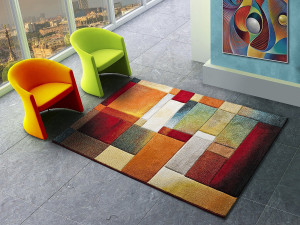 Laagpolig tapijt - geometrisch - veelkleurig - 140x200 cm - MATRIX