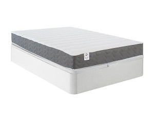 Vente-unique Set 120 x 200 cm bedbodem met opbergruimte, wit + matras van HD-schuim met vormgeheugen en ademende 3D-strook, 18 cm dik - HEAVEN van