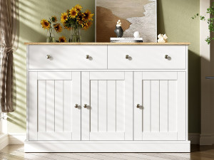 ModernLuxe Laag spaanplaat dressoir - 3 deuren & 2 lades - Wit